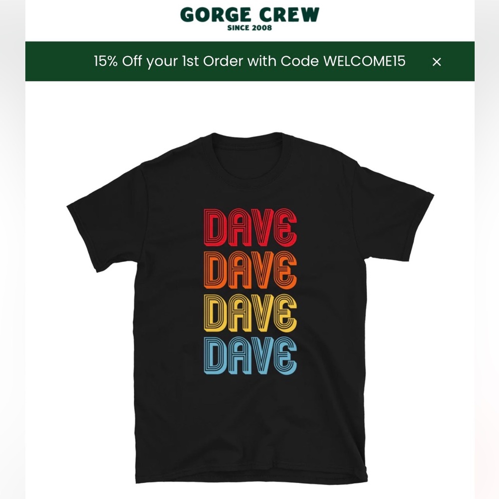 Black 'DAVE' Graphic Tee size MEDIUM w/Multicolor Lettering. Dave Matthews Band!